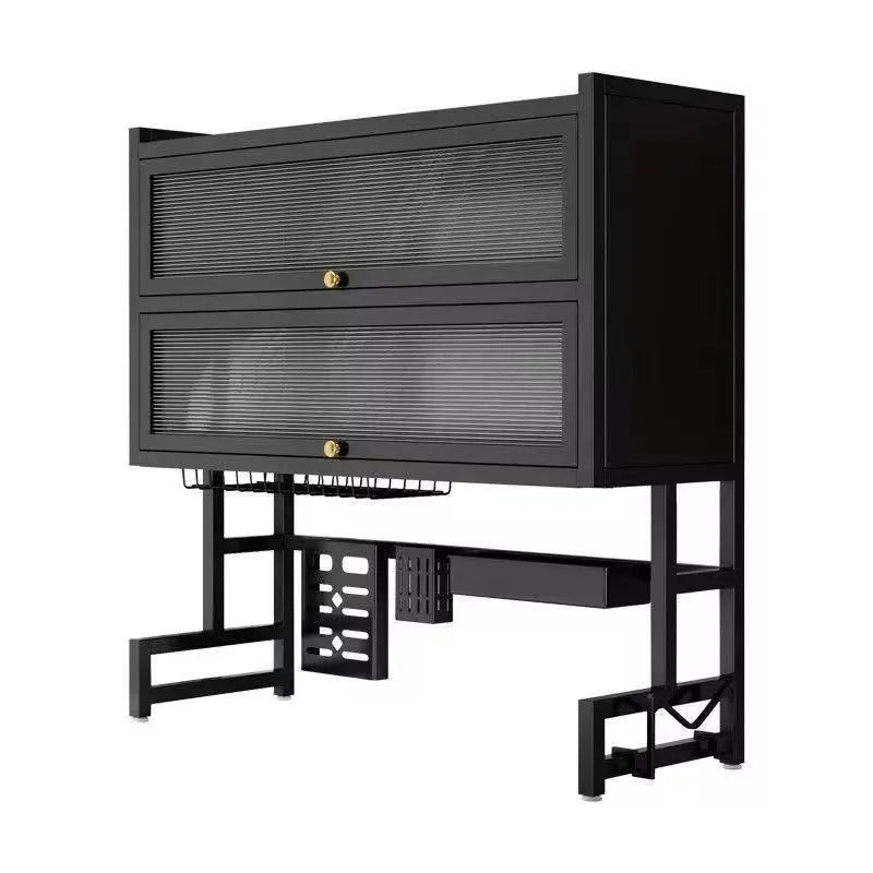 Escurridor de cajón 2 niveles negro con porta cubiertos