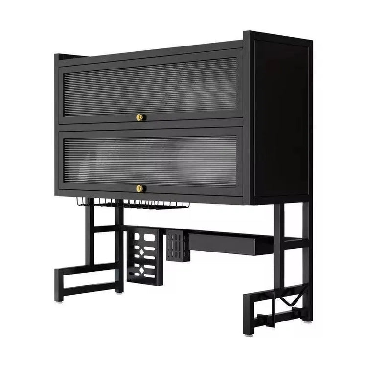 Escurridor de cajón 2 niveles negro con porta cubiertos