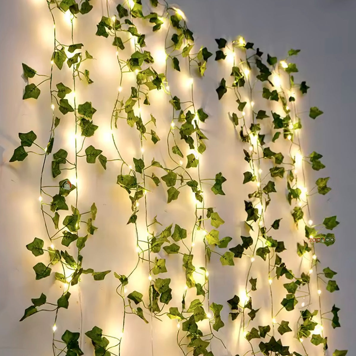 Cortina De Luces Led Con Hojas Artificia