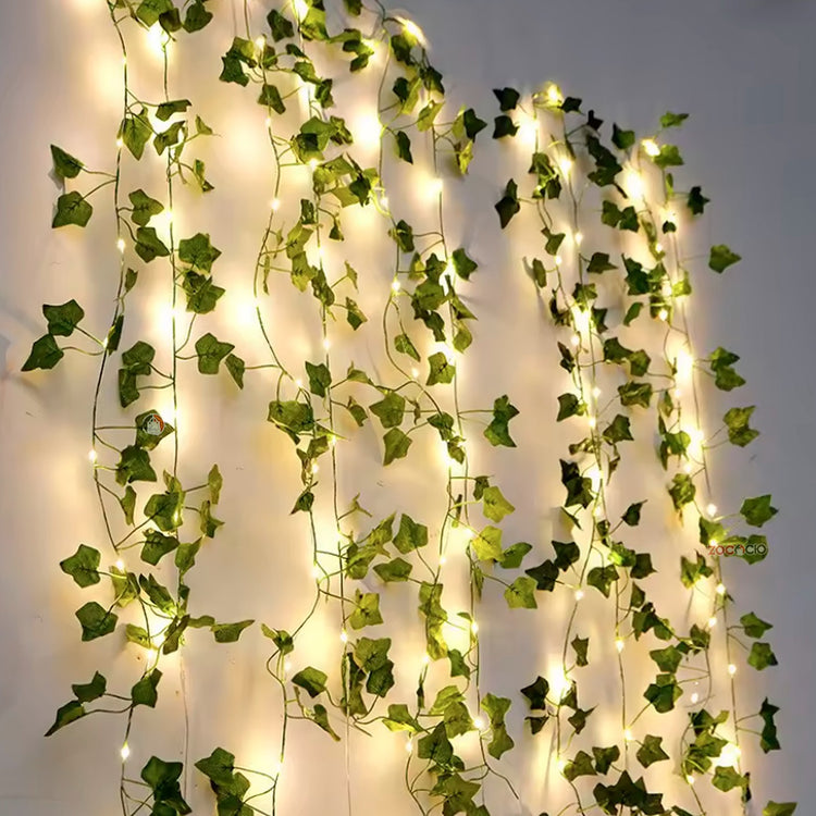 Cortina De Luces Led Con Hojas Artificia