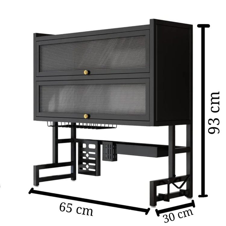 Escurridor de platos 2 niveles con tapa, medidas 65 x 30 x 93 cm