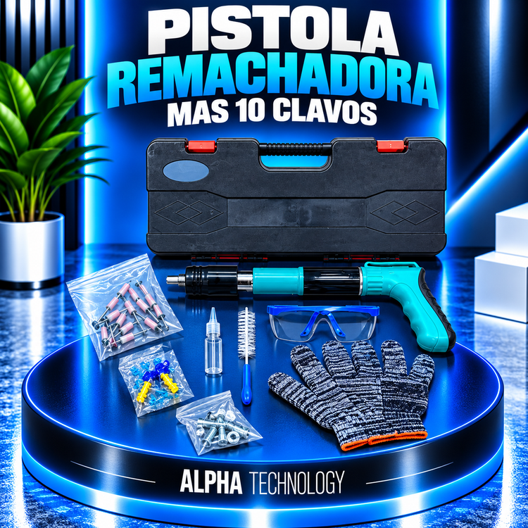 Pistola remachadora de clavos con 10 clavos