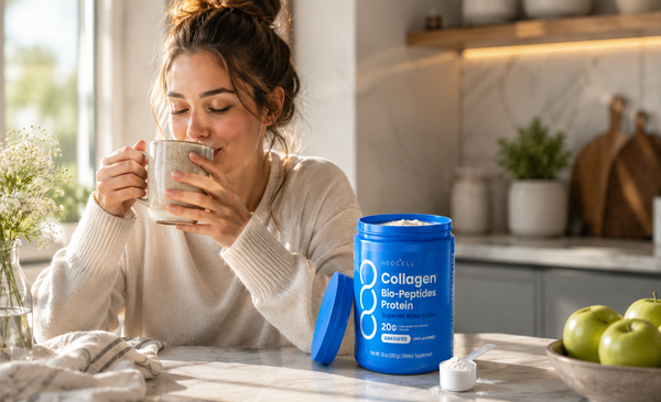 Colágeno NeoCell sin sabor disuelto en café — 20 g por medida