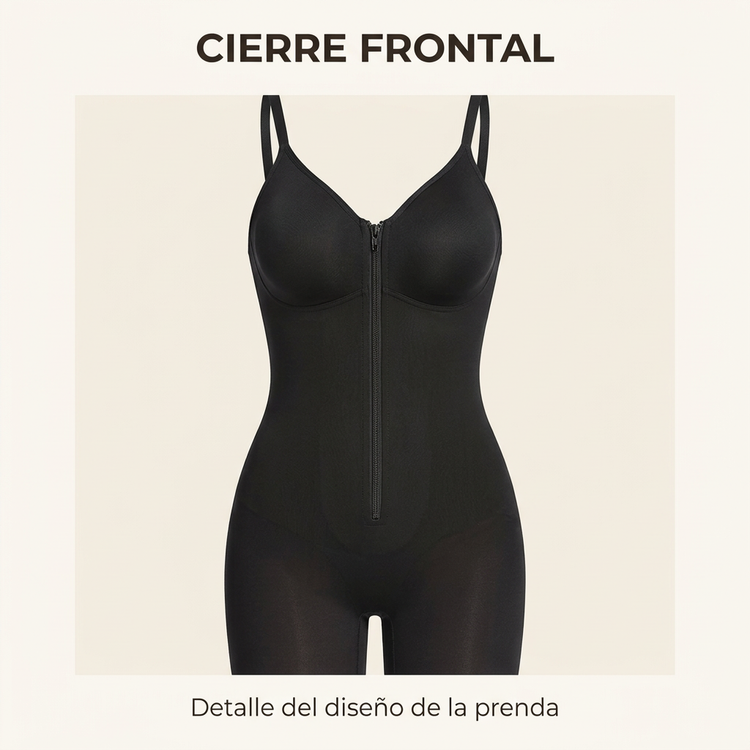 Detalle del cierre frontal del body negro