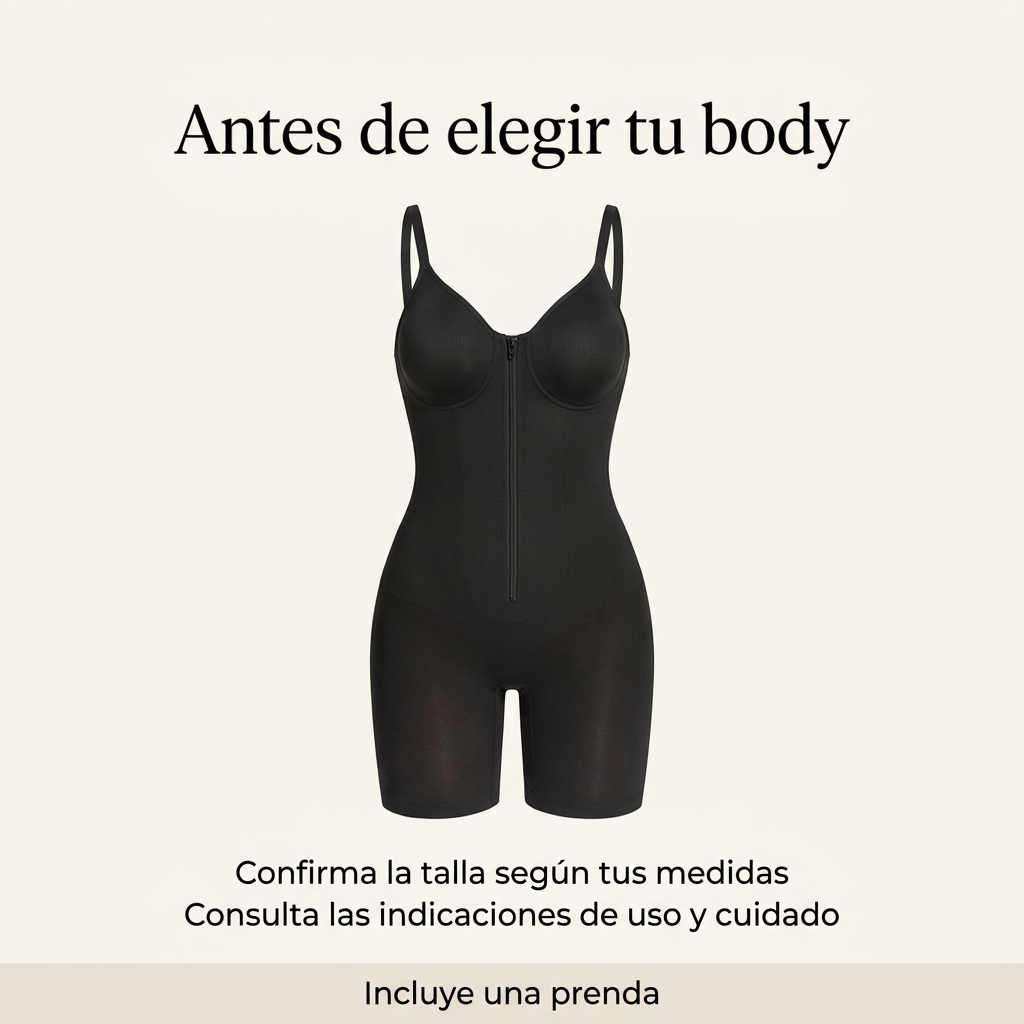 Recomendaciones para confirmar talla e indicaciones de uso y cuidado del body