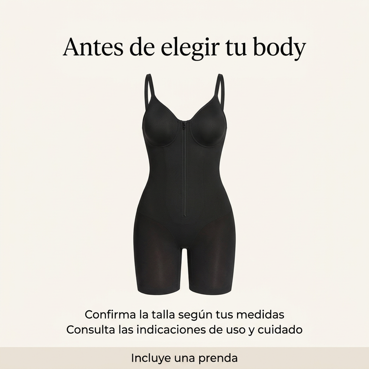 Recomendaciones para confirmar talla e indicaciones de uso y cuidado del body
