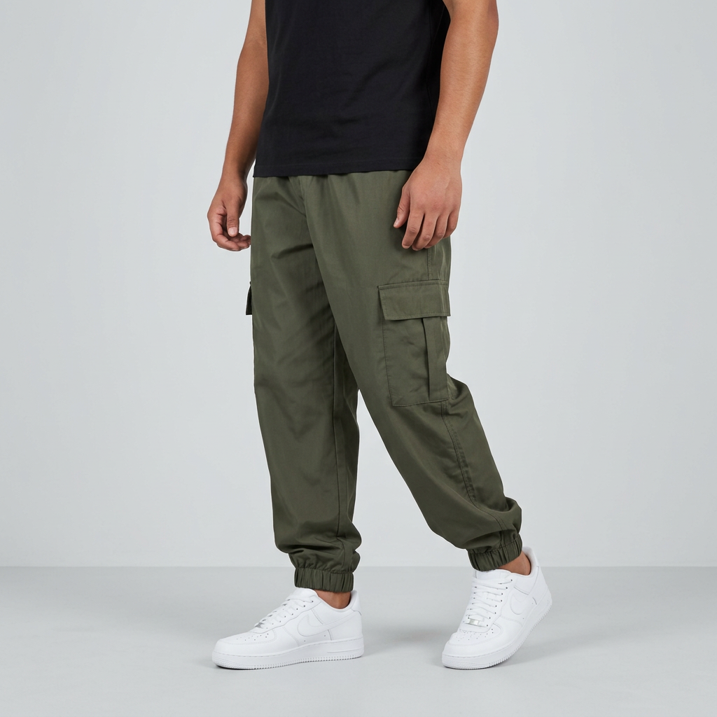 Jogger cargo verde oliva con bota resortada