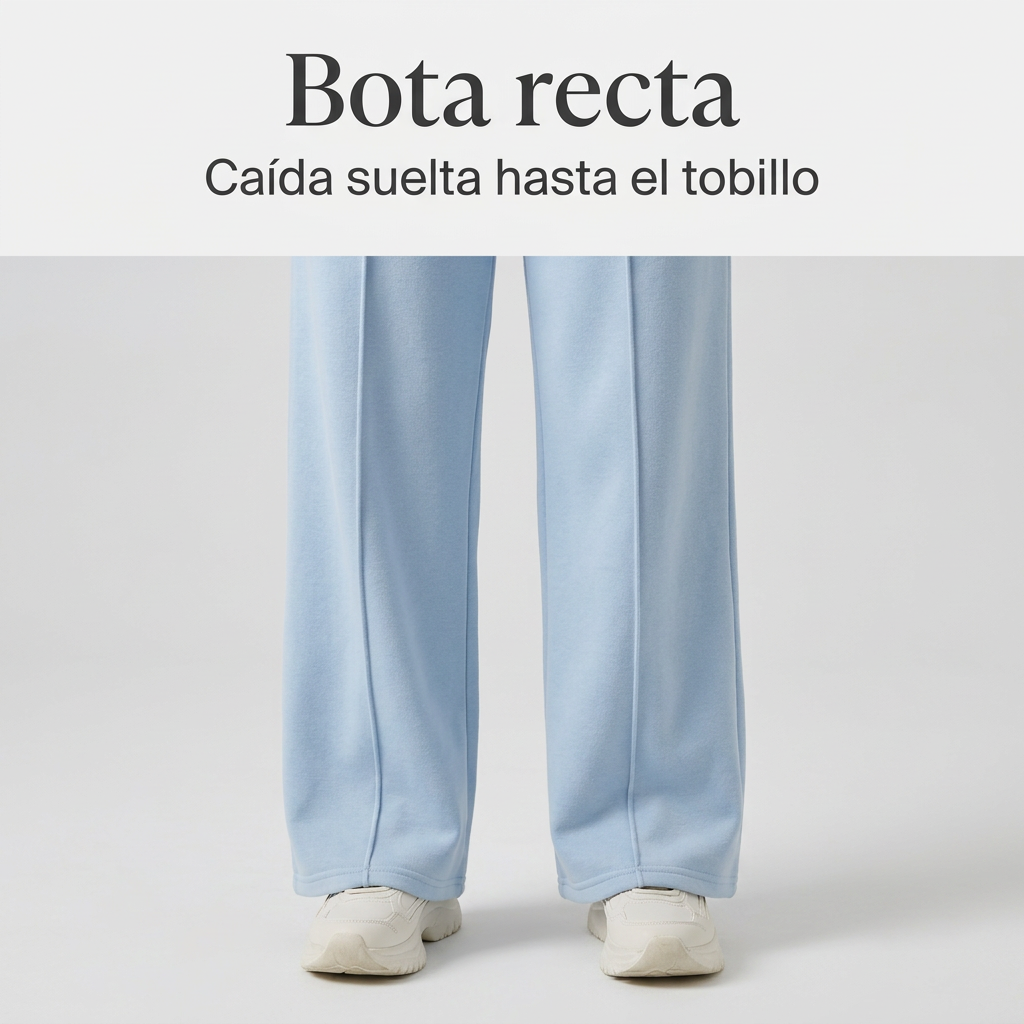 Bota recta y caída suelta del pantalón