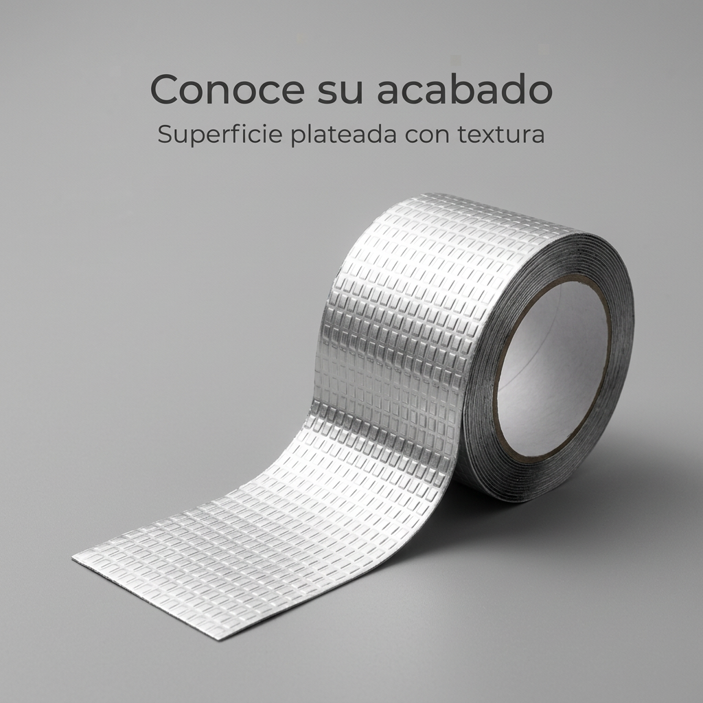 Detalle de la superficie plateada con textura